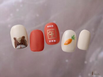アイネイルズ 横浜WEST店(I-nails)/お正月午年マット馬ネイル