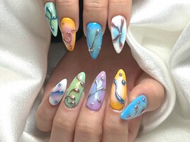 カラフルチークミラーネイル♪