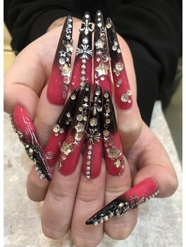 エスフィーネイルサロン ブリーユ(Esfy nailsalon Brille)/赤黒グラデロングスカルプ