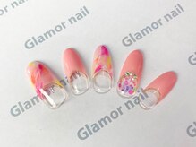 グラマーネイル(Glamor nail)/逆フレンチ×大理石柄