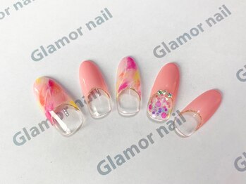 グラマーネイル(Glamor nail)/逆フレンチ×大理石柄
