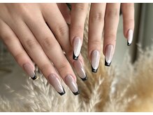 ネイルサロンラポール (Nailsalon Rapport)/マグネット黒フレンチネイル