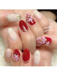 冬のお花ネイル