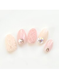 ニット　ピンク　オフホワイト