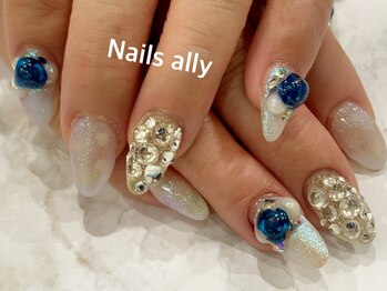 ネイルズアリー 立川店(Nails ally)/フラワー×ストーン埋めつくし