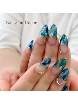 ネイルサロン クール(Nailsalon Coeur)/クリアスカルプ タイダイネイル