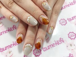グレージュ×べっ甲ネイル♪