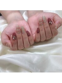 ぷっくりチェック　ガーリー　秋