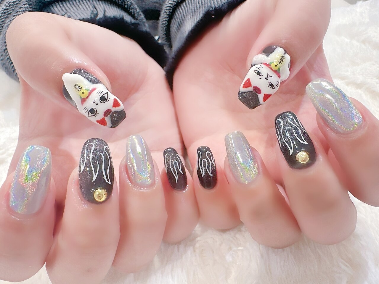 ネイルチップ‪‪❤︎‬パープル 紫フラッシュ量産型地雷韓国ワンホンスナ‬