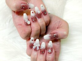 グラデーションネイル/レッド/星