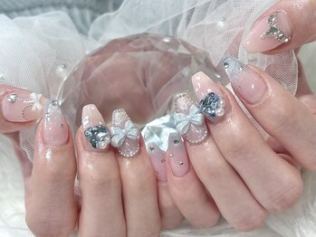 プティネイル 池袋(Puty Nail)/水色リボンネイル　ジェル