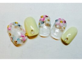 フラットアートお花ネイル