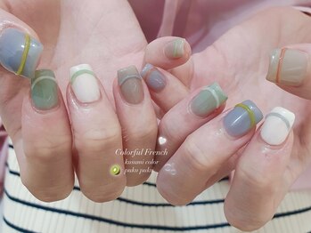 リン 恵比寿(RiN.)/カラフルフレンチネイル akane