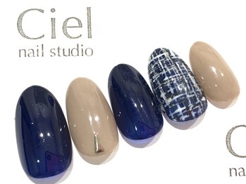 シエルネイルスタジオ 新宮店(Ciel nail studio)/ワンカラーツイードデザイン