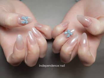 長さ出し+パーツ+ミラーネイル