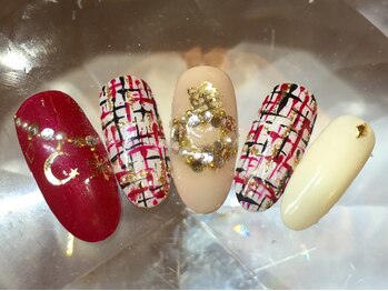 ラリュールネイル(L'Allure nail)/ツイードクリスマスネイル¥8200