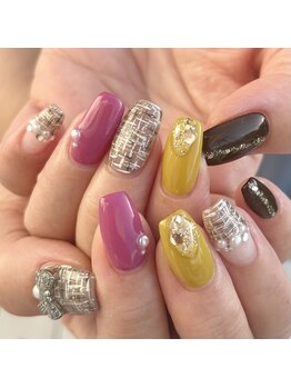 グリーディ(greedy)/秋色ツイードネイル