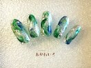 秋　グリーン　ニュアンスネイル