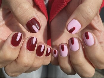 ボルドー×ピンク