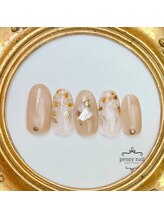 ピオニーネイル(peony nail)/新作　べっ甲色フラワーフレンチ