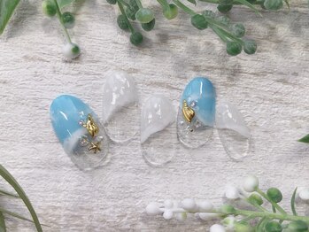 ネイルサロン クイル(QUILL)/７月ワンポイントブルー（２）