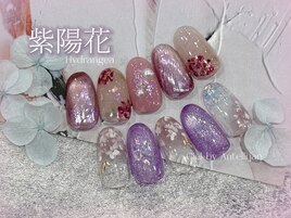 キラキラ紫陽花ネイル2種