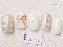 アイネイルズ 渋谷店(I nails)/ホワイトチェックリボン