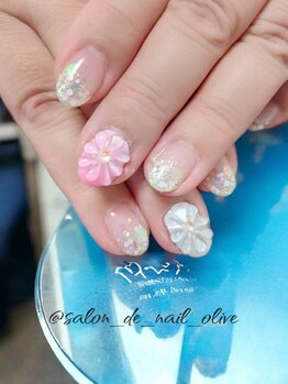 サロン ド ネイル オリーブ/ぷっくりお花ネイル