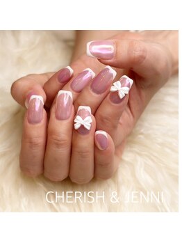 チェリッシュ アンド ジェニ(CHERISH&JENNI)/オーロラフレンチにリボンパーツ
