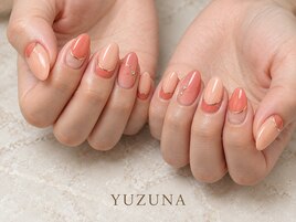 オレンジ逆フレンチネイル