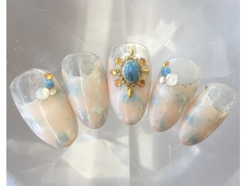 ラリュールネイル(L'Allure nail)/エスニックマーブルネイル￥8200