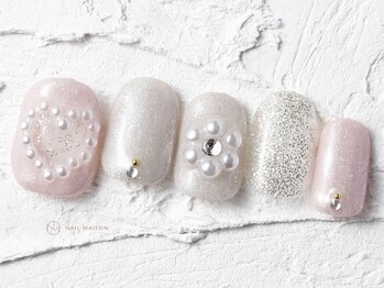 ネイルメゾン 池袋店(NAIL MAISON)/ワンホンハートピンクお花¥10550