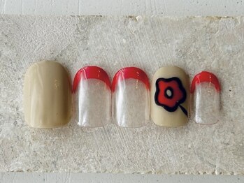 カラ ネイル 中津店(calla nail)/オレンジフラワーネイル