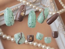 ネイルアンドアイラッシュスタジオ シュシュ(chouchou)/ハンドフットお揃いチョコミント