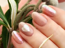 マニペディ ザ サロン 虎ノ門ヒルズステーションタワー店/ピンクハートミラーネイル￥9900