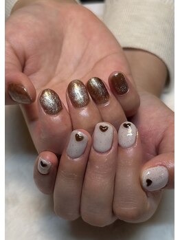 イノン ネイル(inon nail)/秋っぽきらきらハート