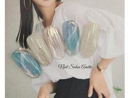 砂ジェル×mirror 大理石nail
