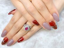 ネイルサロン シェル(Nail Salon SHELL)/赤マグミラーネイル
