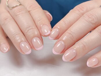 ピンクフレンチネイル音符