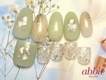 ネイルサロン アビー 新宿東口店(abbie)/パステルグリーン◇¥9900/¥8800