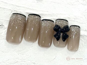 ネイルメゾン 池袋店(NAIL MAISON)/キラフレンチリボン¥6980
