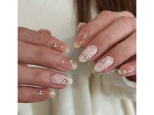 ブラソンネイル(Blossom nail)/レース×チークネイル