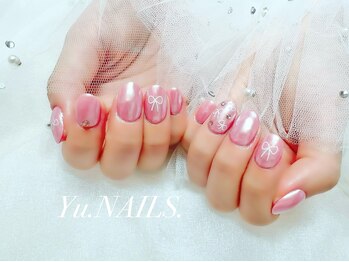 ユーネイルズ 恵比寿(Yu.NAILS.)/リボン◎オーロラネイル