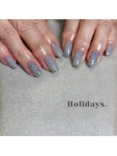ホリデイズ(Holidays)/くすみブルー×ラメ