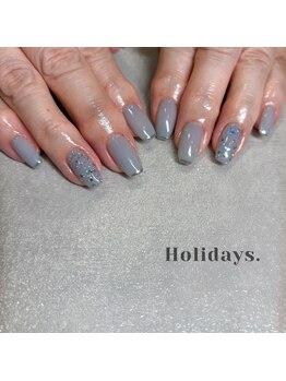 くすみブルー×ラメ