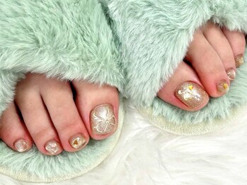 ネイルネージュ 錦糸町(Nail Neige)/持ち込み/フットネイル/リボン