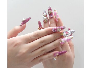 ネイルサロンミキ 横浜(MIKI)/手書きフラワー バラ ゴージャス