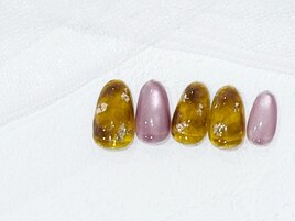 透け感ネイル/金箔ネイル