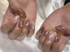 ブラウンチェックネイルshihomi