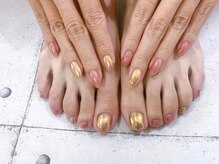 ネイル ビューティーマジック 葛西本店/手足お揃いオーロラネイル